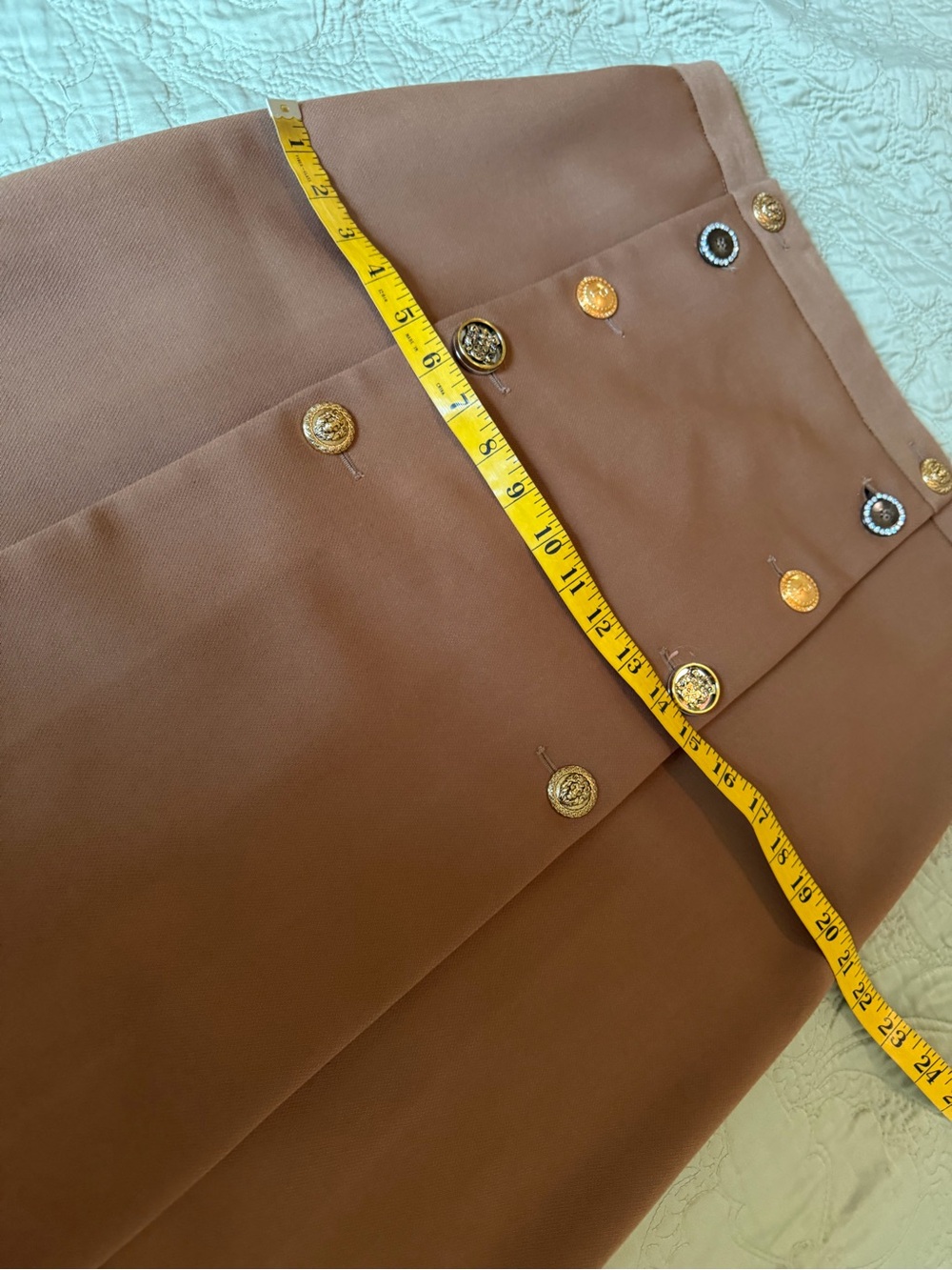 PINKO Italy Burrasca Heavy Crepe Button Cognac Brown Midi Pencil Skirt, 10 Rare! - Picture 11 of 16